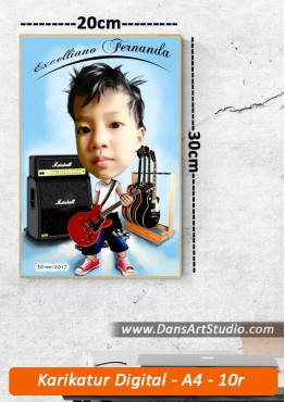 Jasa lukis karikatur digital dengan komputer bonus cetak A4/10r